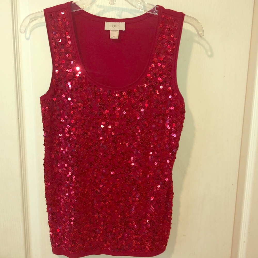 Loft XS red sequins tank